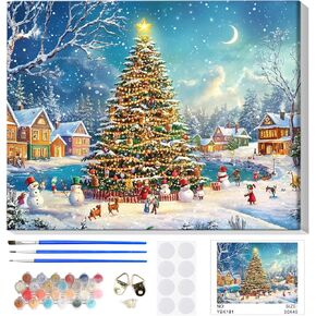 Christmas Santa Claus Paint by Numbers Kits for Adults Beginners on Framed Canvas, DIY Adults Paint by Numbers Kits, Color by Number Acrylic Easy Painting Number Kit Arts and Crafts 12x16inch