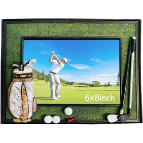 6x8 Picture Frames Golf Handmade Carved Design Sport Theme Tabletop Display for Golf Coaches/Team/Athletes/Dad/Friends/Family (Green)