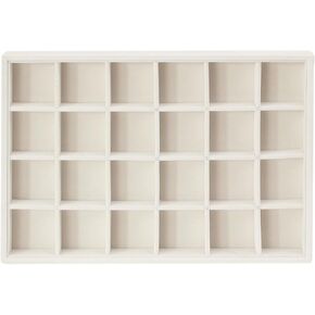 24 Grids Jewelry Earring Organizer Tray,Beige Velvet Jewelry Storage Display Stand for Selling.