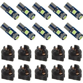 T5 3SMD Green LED 3030 DC 12V PC74 PC37 PC2721 Vehicle width indicato Light Reading Light Tag Light with Twist Sockets (Pack of 20pcs)