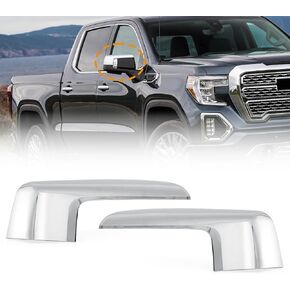 Chromed Door Side Mirror Covers,Exterior Rearview Mirror Half Top Caps,Upper Part Left Right Side Back Sight Mirror Cover fit for Chevy Chevrolet Silverado 1500 GMC Sierra 1500 2019-2024,2PCS