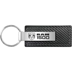 Au-TOMOTIVE GOLD Carbon Fiber Rectangular Leather Key Chain for Dodge Ram (Black)