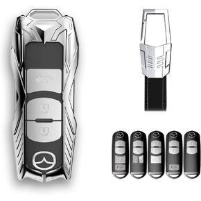 Mazda Car Key Fob Cover,Full Metal Compatible with 2/3/4 Bottons Remote Key Mazda 2 3 5 6 8 CX-3 CX-5 CX-7 CX-9 MX5,Armor Key Fob Case Protector Jacket with Buckle Black