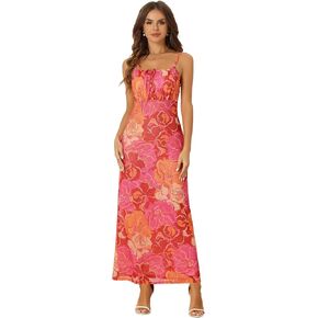 Allegra K Boho Floral Dresses for Women's Sleeveless Spaghetti Strap Maxi Dress