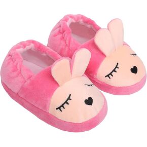 Boys Girls Plush Warm Cute Bunny House Slippers Fuzzy Indoor Bedroom Shoes Animal Soft Cozy Cute Cartoon Plush Anti-Slip Shoes for Toddler Kids