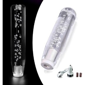 Pack-1 Car Shift Knob, 7.87" Personalized LED Lighting Crystal Bubble Shift Lever, Smooth Easy to Operate Interior Modification Accessory, Universal for Manual Transmission Car (Transparent)