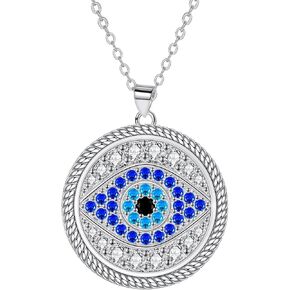 Evil Eye Necklace for Women, Cubic Zirconia Evil Eye Pendant, Vintage Evil Eye Jewelry, Birthday Necklace