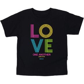 Kerusso Love One Another Stripes Black Cotton Kids' Crew Neck T-Shirt, 4T