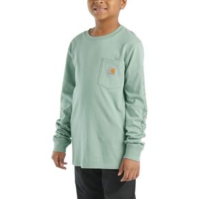 Carhartt Kid's CA6596 Long-Sleeve Pocket T-Shirt - Boys - 3 Toddler - Patina