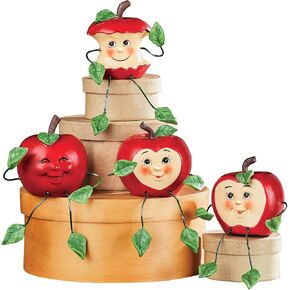 Collections Etc Hand Painted Apple Sitter Figurines - Set of 4