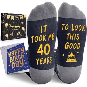 HAPPYPOP 40th Birthday Gifts for Women Men - Socks for 40 Year Olds, 40th Birthday Socks With Greeting Card 1985