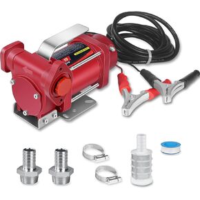 12V DC Fuel Transfer Pump with Discharge Hose & Manual Nozzle,10 GPM Diesel Transfer Pump for Gasoline, Diesel, Kerosene