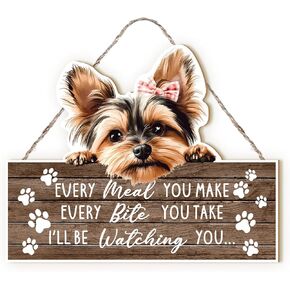 MOTERMATE Schnauzer Dog Sign Decor, Funny Dog Signs Front Porch Door Decor for Dog Room, Dogs Wall Hanging Decor, Every Meal You Make Every Bite You Take, Schnauzer Dog Gifts for Women Men, 8x10 Inch