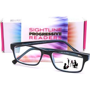 Sightline Progressive Power Reading Glasses Multifocus Lenses in a Optical Quality Eyeglass Frame 6005 Blue 2.50