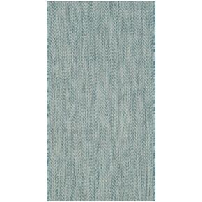 SAFAVIEH Courtyard Collection 2'3" x 8' Aqua/Grey CY8022 Indoor/ Outside Waterproof Easy cleansingPatio Backyard Mudroom Runner Mat