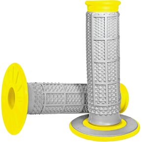 Renthal G194 Tapered/Half Waffle, Grey/Yellow, Dual Compound MX/Enduro Grips