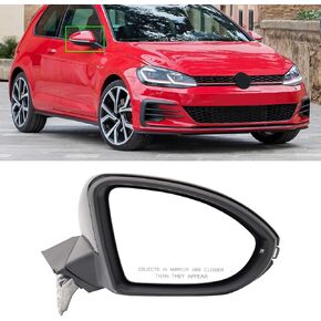 مرآة جانبية للركاب الأيمن مناسبة لسيارة Volkswagen Golf GTI 2015-2021، مرآة باب سوداء مع زجاج طاقة مُسخن بإشارة الانعطاف (6 دبابيس) in Kuwait