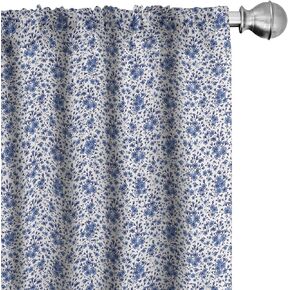 Lunarable Flower Curtains, Small Wild Flowers Autumn Greenland Meadow Seasonal Natural Art, Window Treatments 2 Panel Set for Living Room Bedroom, Pair of - 28" x 63", Navy Night Blue