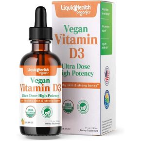 LIQUIDHEALTH Liquid Vitamin D3 5000 IU, Organic Vitamin D Liquid Drops, Adults & Kids, Vegan Liquid Vitamin D for Immune Support, Bone Health, Mood Support