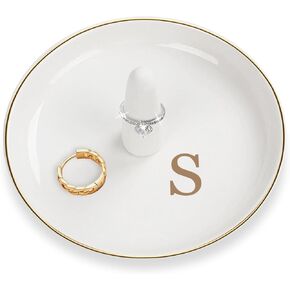 Ceramic Ring Holder Dish - Monogrammed Jewery Tray Ring Dish Jewelry Holder Dish Room Decor, Personalized Engagement Wedding Gift Birthday Christmas Gifts for Women - Initial L in Saudi Arabia