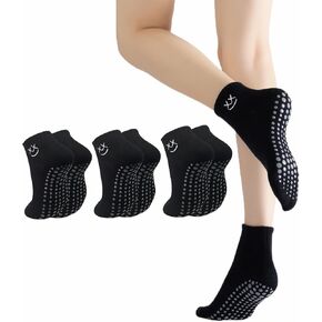 Cute Pilates Socks with Grips for Women Non Slip Cute Grippy Socks Yoga Socks for Barre 3 Pairs