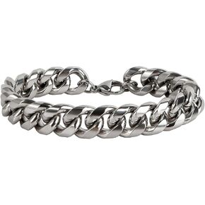 Stainless Steel Cuban Link Chain Bracelets for Men 6MM/8MM/12MM Width 7/8 Inch Length Classic Jewelry