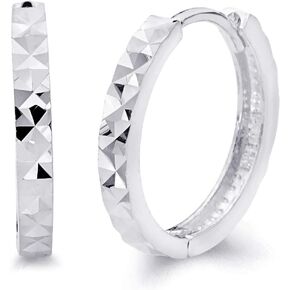 14k Yellow OR White Gold 2mm Thickness Multifaceted Square Hoop Huggie Earrings (15 x 15 mm)