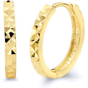 14k Yellow OR White Gold 2mm Thickness Multifaceted Square Hoop Huggie Earrings (15 x 15 mm)