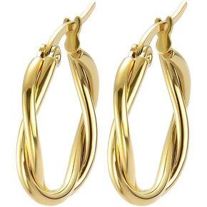 Edforce Stainless Steel Women's Twisted Hoop Earrings