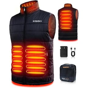 KODOKU Men's Heated Vest with Battery Pack 7.4V, 2024 Upgrade Heating Wire, Lightweight Vest Base Layer for Winter Outdoor