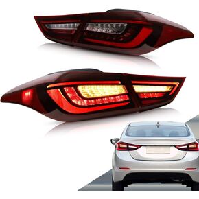 VLAND LED Tail lights Compatible with Hyundai Elantra Sedan 2012-2016 & Elantra Coupe 13-14 w/Amber Sequential, Rear Lamp Assembly Including Passenger& Driver Sides, Red&Clear in Kuwait