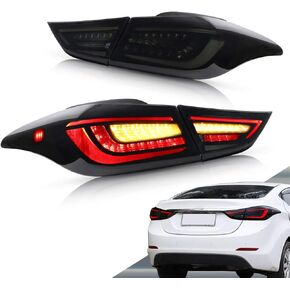 VLAND LED Tail lights Compatible with Hyundai Elantra Sedan 2012-2016 & Elantra Coupe 13-14 w/Amber Sequential, Rear Lamp Assembly Including Passenger& Driver Sides, Red&Clear