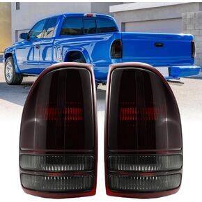 USR 97-04 Dakota PickUp Tail Light – Rear Tail Lamps (Left + Right) Pair - Compatible with 1997-2004 Dodge Dakota Pick Up Truck All Models/Trims (SMOKE TAIL LIGHTS/PLUG AND PLAY READY)