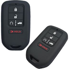 Black Silicone Smart Key Fob Cover Case Skin Protector Bag for 2015 2016 2017 2018 2019 2020 2021 Honda Civic Accord Pilot CR-V CRV 5 Buttons Key Remote A2C81642600