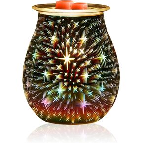 Electric Wax Melt Warmer, 3D Stereoscopic LED Light Changing Home Wax Warmer for Scented Wax, Wax Burner for Office, Badroom, Living Room（3D Fireworks）
