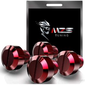 MZS Mirror Hole Plugs Motorcycle Mirrors Blanking Cover Caps Universal CNC Red 4 Pcs M10 X 1.25 Clockwise Reverse Compatible with Street Naked Road Bike