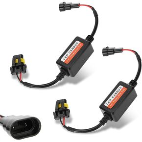 قطعتان من جهاز فك ترميز إضاءة LED للسيارة 9006/HB4/9012، محول مرشح LED لصوت الراديو، سرج LED وامض للتحذير من الأخطاء، جهاز عالمي لملحقات إزالة التداخل LED للسيارة (أسود)