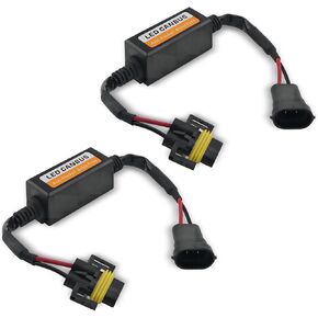 2 PCS Car 9006/HB4/9012 LED Light Decoder, Radio Audio LED Filter Adapter, LED Harness Flashing Fault Warning Error Decoder, Universal for Car LED Interference Elimination Accessories (Black)