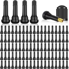 Mandark 100PCS Car TR413 Tire Valve Stems, Rubber Snap-in Automotive Valve Stems, Vehicle 0.453 Inch Tubeless Rim Holes Valve Stem Replacement Accessories, Universal for RV, SUV, Truck