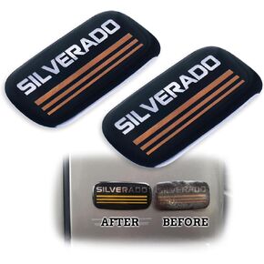 2Pcs 3D Emblem Nameplate Letter Replacement for Chevy Silverado Emblem (Gold)