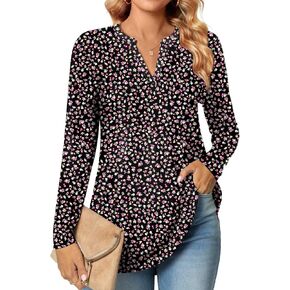 Women's Long Sleeve Tops Dressy Casual V-Neck T-Shirts Business Cute Work Blouse