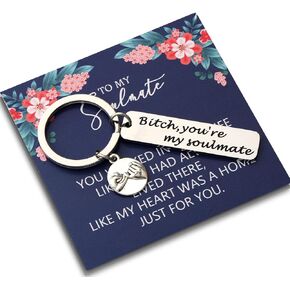 CENWA Best Friend Keychain Besti-es Gift Bitch You're My Soulmate Keychain BFF Gift
