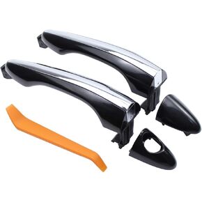 ApplianPar Front Driver and Passenger Side Exterior Door Handle Black with Chrome for Kia Optima 2011-2015