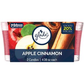 Glade Scented Candle Jar, Apple Cinnamon, Air Freshener Infused with Essential Oils, 4.08 Oz Each, 2 Count
