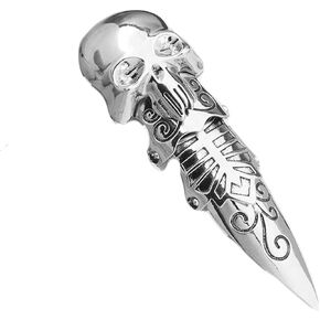 Gothic Armor Full Joint Ring for Men Women Punk Cool Cosplay Party Knuckle Joint Finger Rings (Silver)
