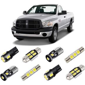 White Interior LED Lights Kit for Dodge Ram 2003 2004 2005 2006 2007 2008 Super Bright 6000K LED Interior Light Bulbs Package + Cargo Lights + License Plate Lights and Install Tool