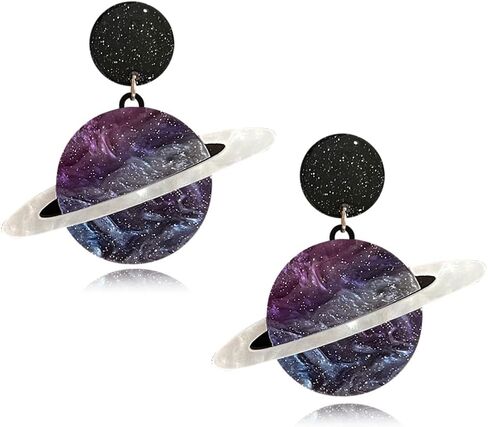 Unique Handmade Creative Acrylic Planet Universe Drop Dangle Earrings Chic Lightweight Creative Acrylic Drop Dangle Earrings For Women Jewelry Gifts in Kuwait