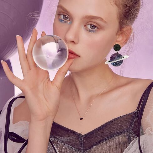 Unique Handmade Creative Acrylic Planet Universe Drop Dangle Earrings Chic Lightweight Creative Acrylic Drop Dangle Earrings For Women Jewelry Gifts in Kuwait