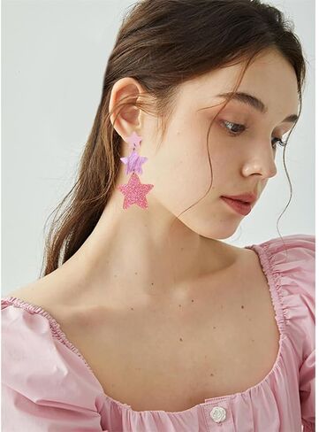 Unique Handmade Creative Acrylic Planet Universe Drop Dangle Earrings Chic Lightweight Creative Acrylic Drop Dangle Earrings For Women Jewelry Gifts in Kuwait