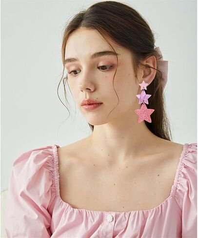 Unique Handmade Creative Acrylic Planet Universe Drop Dangle Earrings Chic Lightweight Creative Acrylic Drop Dangle Earrings For Women Jewelry Gifts in Kuwait